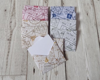 10 Travel The World Mini Envelopes with Notecards (2021 Collection - June), Decorative Envelopes, Scrapbook Envelopes