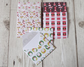 10 Santa Mini Envelopes with Notecards