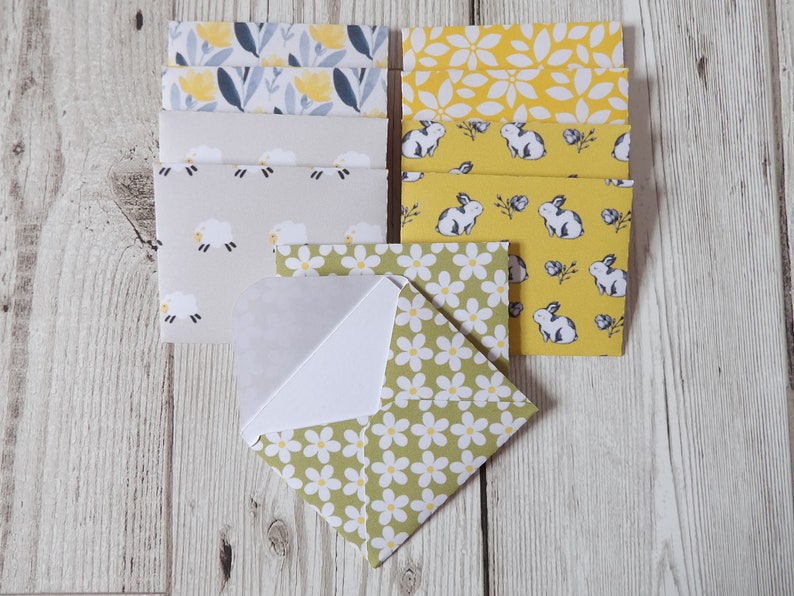 10 Springtime Mini Envelopes With Notecards, Patterned Envelopes, Mini ...