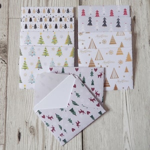 10 Christmas Tree Mini Envelopes with Notecards