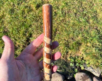 45” Hazel Hiking Stick: it has a spiral hand carved into the Shaft, a smooth and a smooth thumb rest. Great gift for family, friend or self