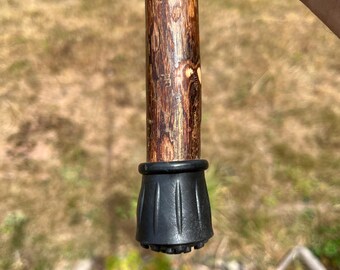 45.5” Hazel thumb Stick; straight, strong and smooth Shaft surmounted by a lovely  thumb rest at the top & ferrule at the bottom