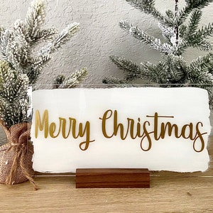 Merry Christmas Sign / Custom Acrylic Sign w/ Stand / Painted Sign