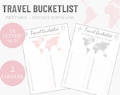 Travel Bucket-List, Printable Download, Wanderlust List, Travel To Do List, Dream Trips, Travel Wish List, PDF, Pink & Grey, A4 A5 US Letter