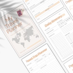 Planificador de viajes imprimible / Planificador de viajes digital / Planificador de vacaciones / Diario de viaje / Vacaciones / Tamaño A4 y A5 / Carta de EE. UU. / Descarga PDF