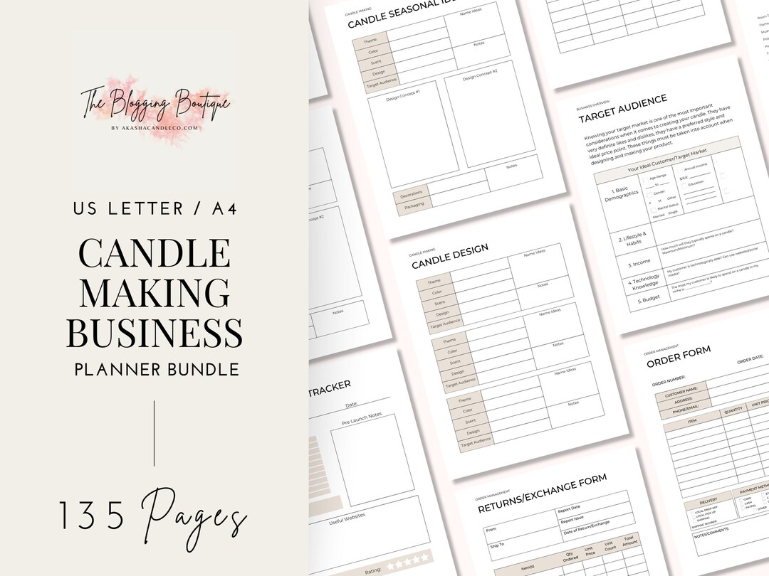 Candle Business Planner Candle Making Business Start up Planner Small
