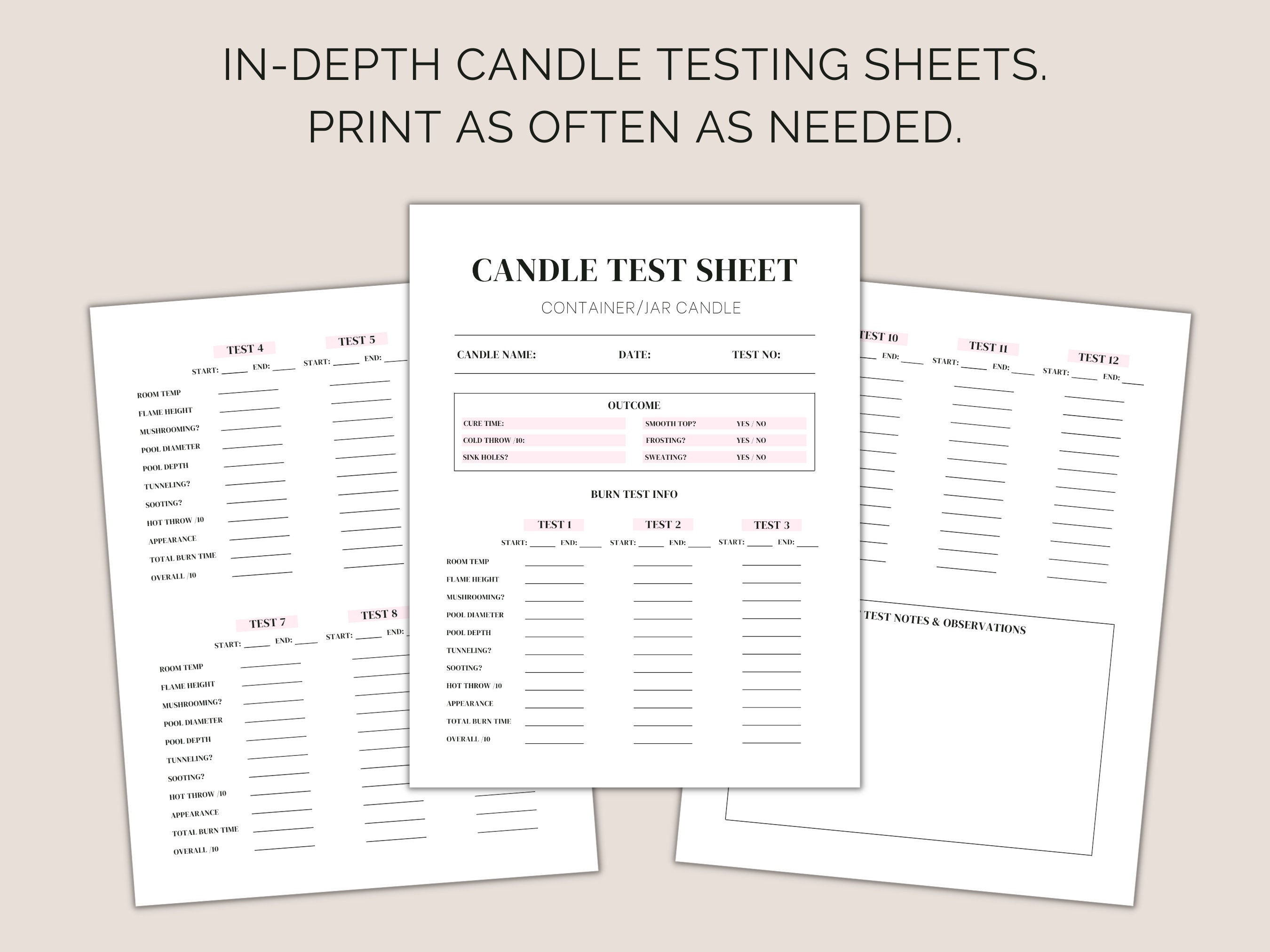 Ultimate Candle Making Planner Candle Test Sheet Candle Etsy