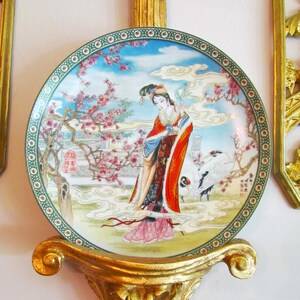 Vintage Imperial Jingdezhen Porcelain Plate “Shou-yang&quot; The Plum Blossom Goddess, 1991, LTD Series of The Flower Goddesses of China