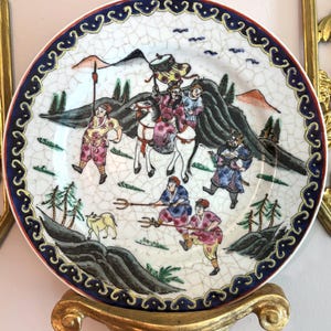 Vintage Nora Fenton Chinoiserie Decorative 10-1/4&quot; Wall Plate/Hong Kong/1970s/EUC/Home Decor/Asian Decor/Wall Decor/Whimsical Decor