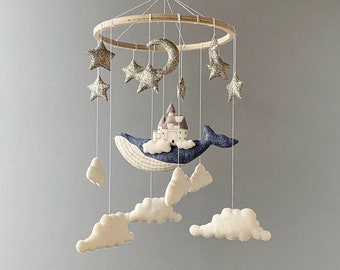 Baby mobile ocean for nursery, whale crib mobile, space baby mobile, baby shower gift, cloud mobile, castle nursery