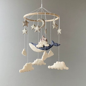 Baby mobile ocean for nursery, whale crib mobile, space baby mobile, baby shower gift, cloud mobile, castle nursery