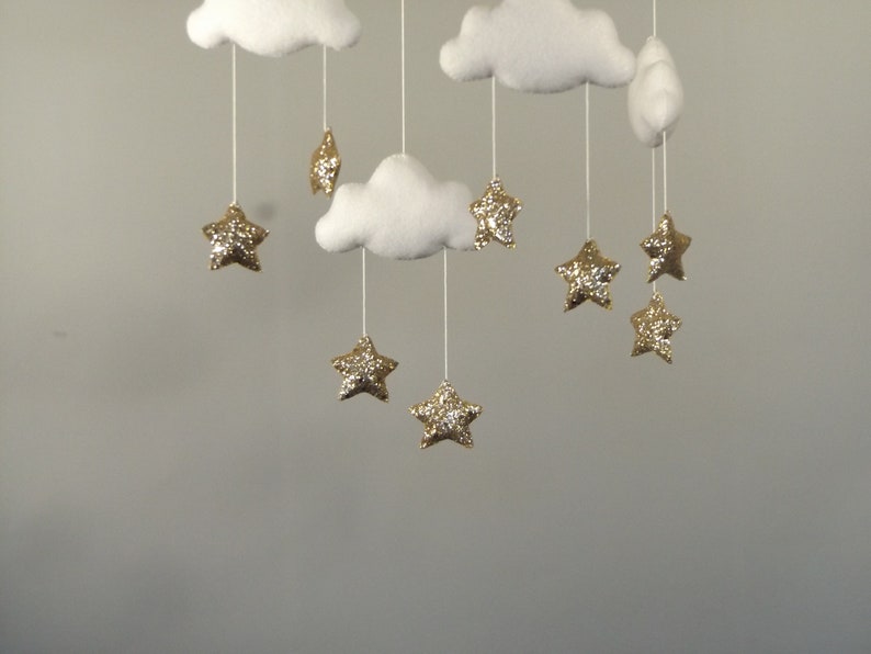 Cloud Moon And Stars Baby Mobile For Nursery Cloud Nursery Etsy