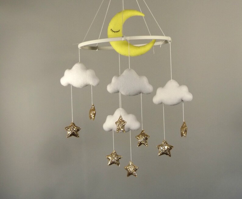 Cloud Moon And Stars Baby Mobile For Nursery Cloud Nursery Etsy