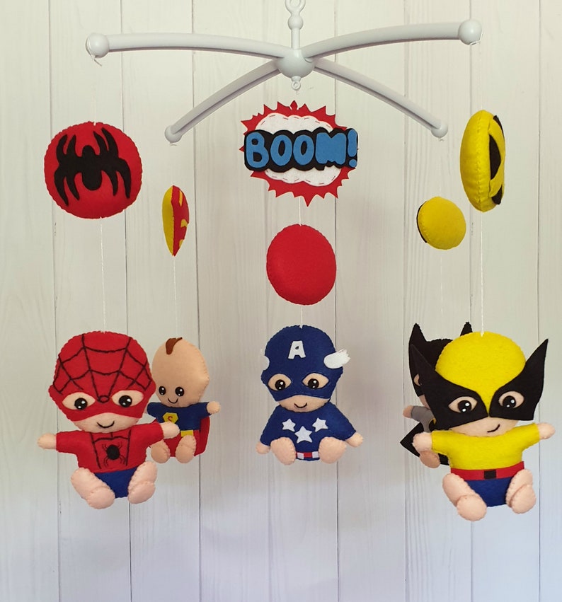 Baby Boy Super Hero Mobile For Nursery Hanging Felt Mobile Etsy