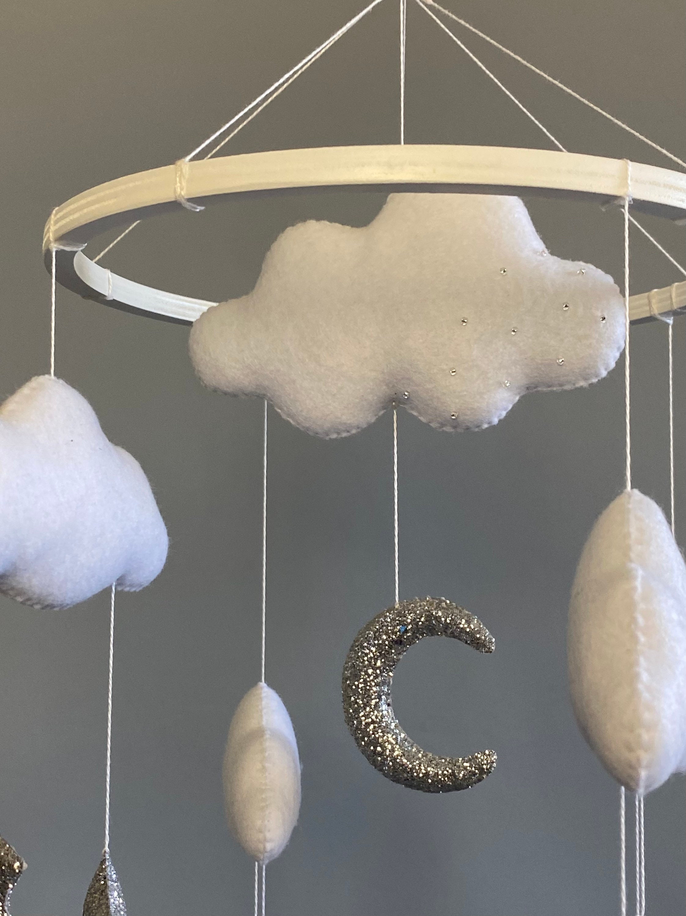 Baby Cloud Mobile Nursery Moon and Stars Mobile for Crib Cot Etsy