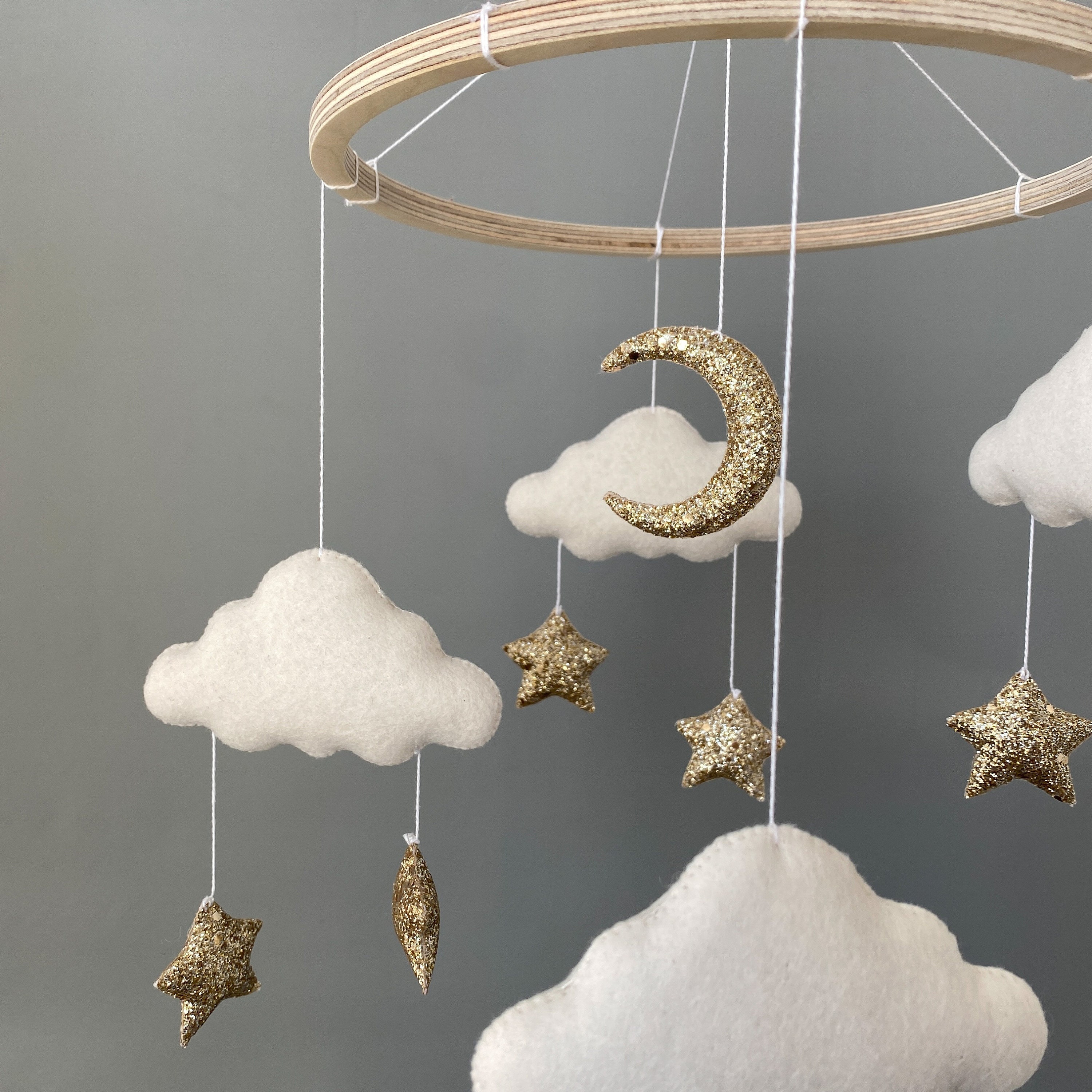 Bébé nuage mobile neutre, pépinière mobile étoile et lune, cadeau de maman  en attente -  France