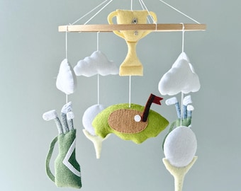 Handmade Golf Baby Mobile, Felt Nursery Decor