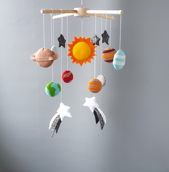 Solar System Mobile Space Nursery Baby Mobile Outer Space Mobile Felt Planet Hanging Mobile Outer Space Nursery