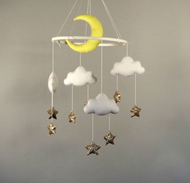 Cloud Moon And Stars Baby Mobile For Nursery Cloud Nursery Etsy
