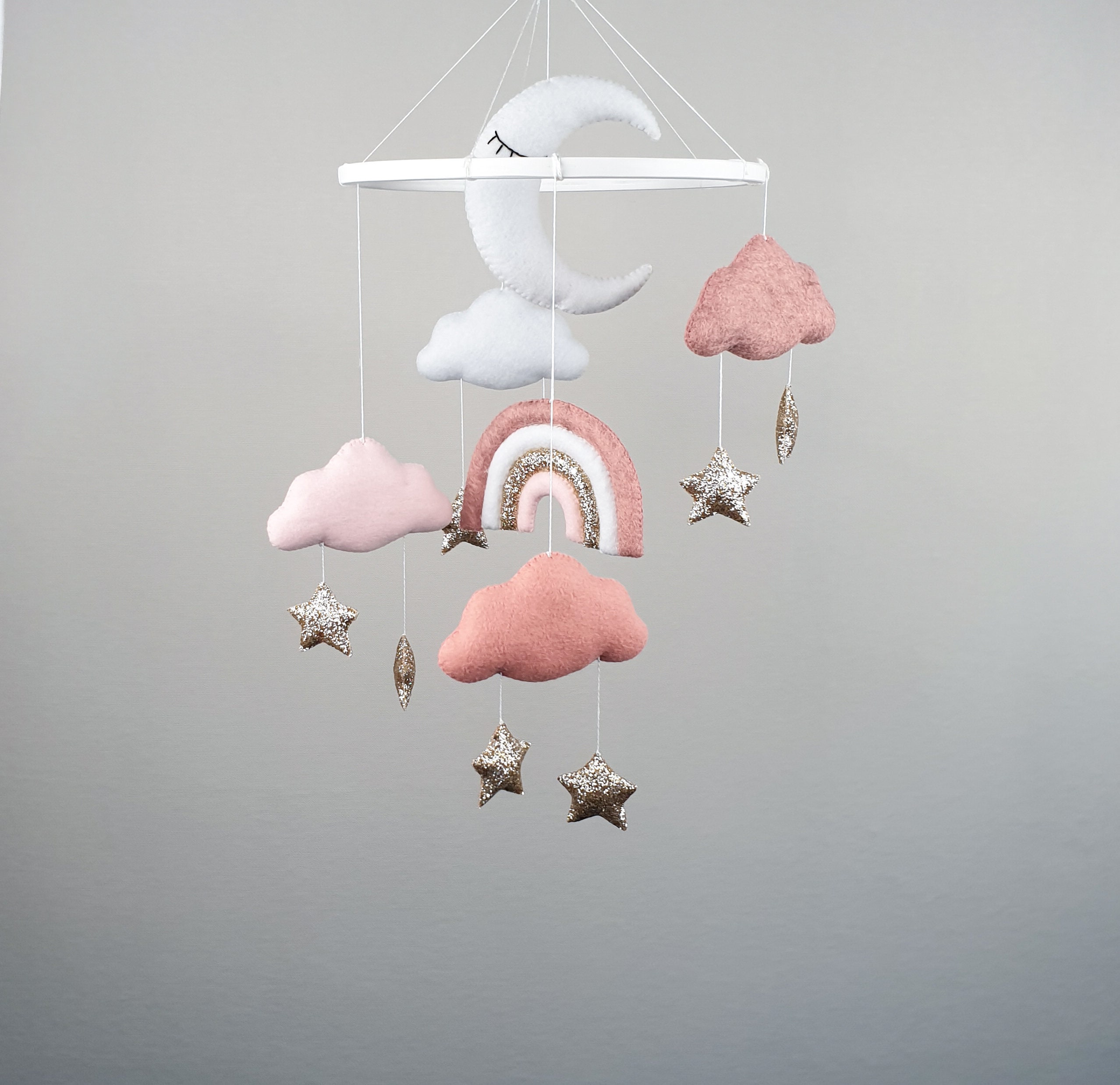 Baby Cloud Mobile Baby Girl Mobile Rainbow Baby Mobile Etsy