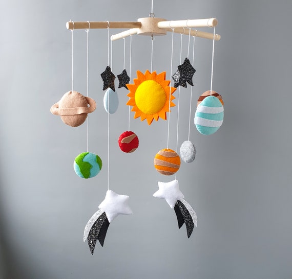 Solar System Mobile Space Nursery Baby Mobile Outer Space Mobile Felt Planet Hanging Mobile Outer Space Nursery