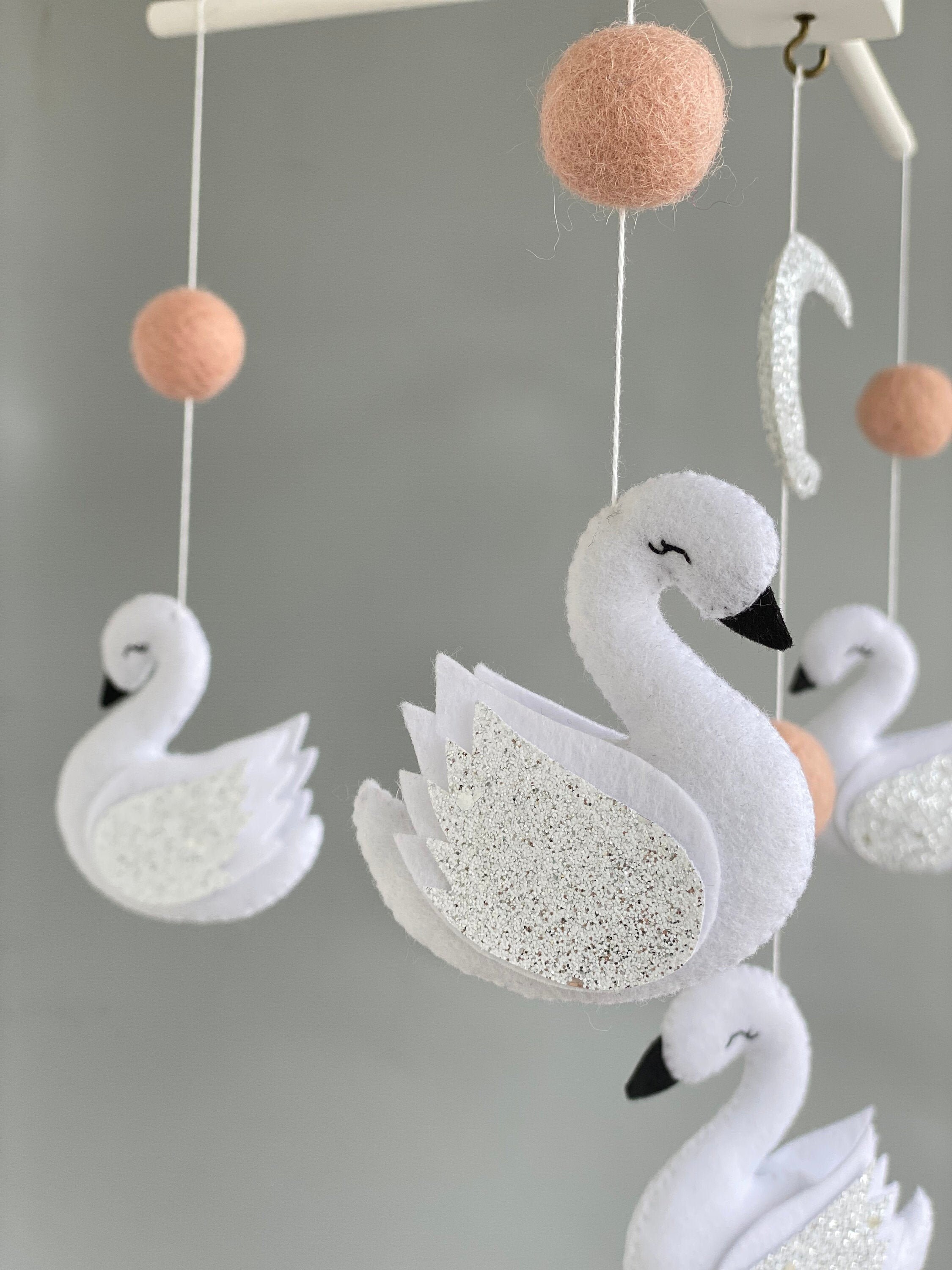 Swan Baby Mobile Nuresry Neutral Crib Mobile Baby Mobile Girl