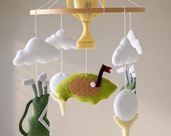 Móvil de cuna de golf para bebé, móvil deportivo para habitación infantil de niño, decoración de habitación infantil de golf
