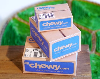 Instant Download miniature Chewy inspired DIY Printable packages PDF template for dollhouse or dioramas