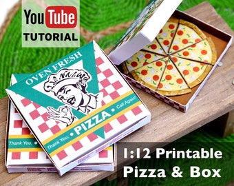Miniature Pizza & Box 1:12 Scale Printable (PDF Template)