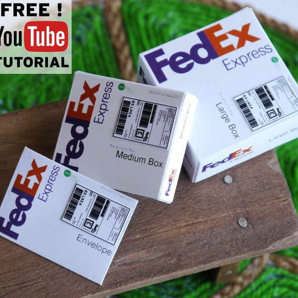 Instant Download FedEx Express miniature Mail box DIY Printable PDF template for dollhouse and dioramas