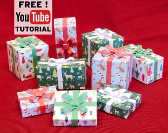 Miniature Christmas Gift Boxes 1:12 Scale DIY Printable PDF Template