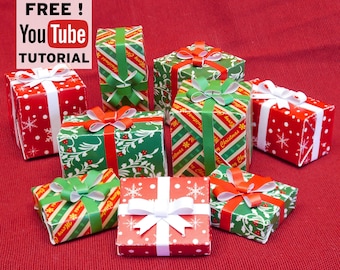 Miniature Christmas Gift Boxes 1:12 Scale, Printable Dollhouse Template (PDF)