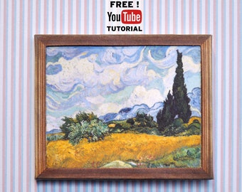 Instant Download Miniature Vincent Van Gogh Painting DIY Printable PDF template for dollhouse or diorama