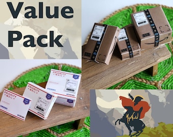 Instant Download Miniature Amazon packages & USPS packages Value Pack DIY Printable PDF template for dollhouse or dioramas