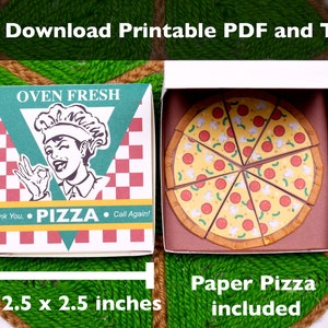 Instant Download Printable Pizza Box With Pizza Miniature 1:6 Scale DIY ...