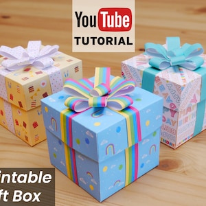 DIY Printable Gift Boxes Paper Craft Birthday Party Favors PDF Template and Tutorial