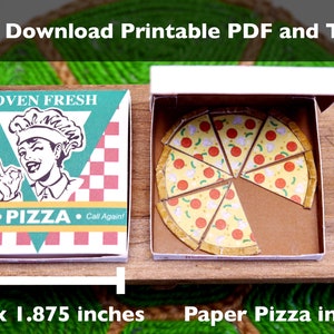 Instant Download Printable Pizza Box With Pizza Miniature 1:12 Scale ...