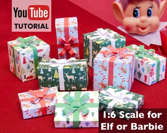 Instant download Elf Sized Christmas gift boxes 1:6 Scale DIY Printable PDF Template miniatures for Elves or barbie