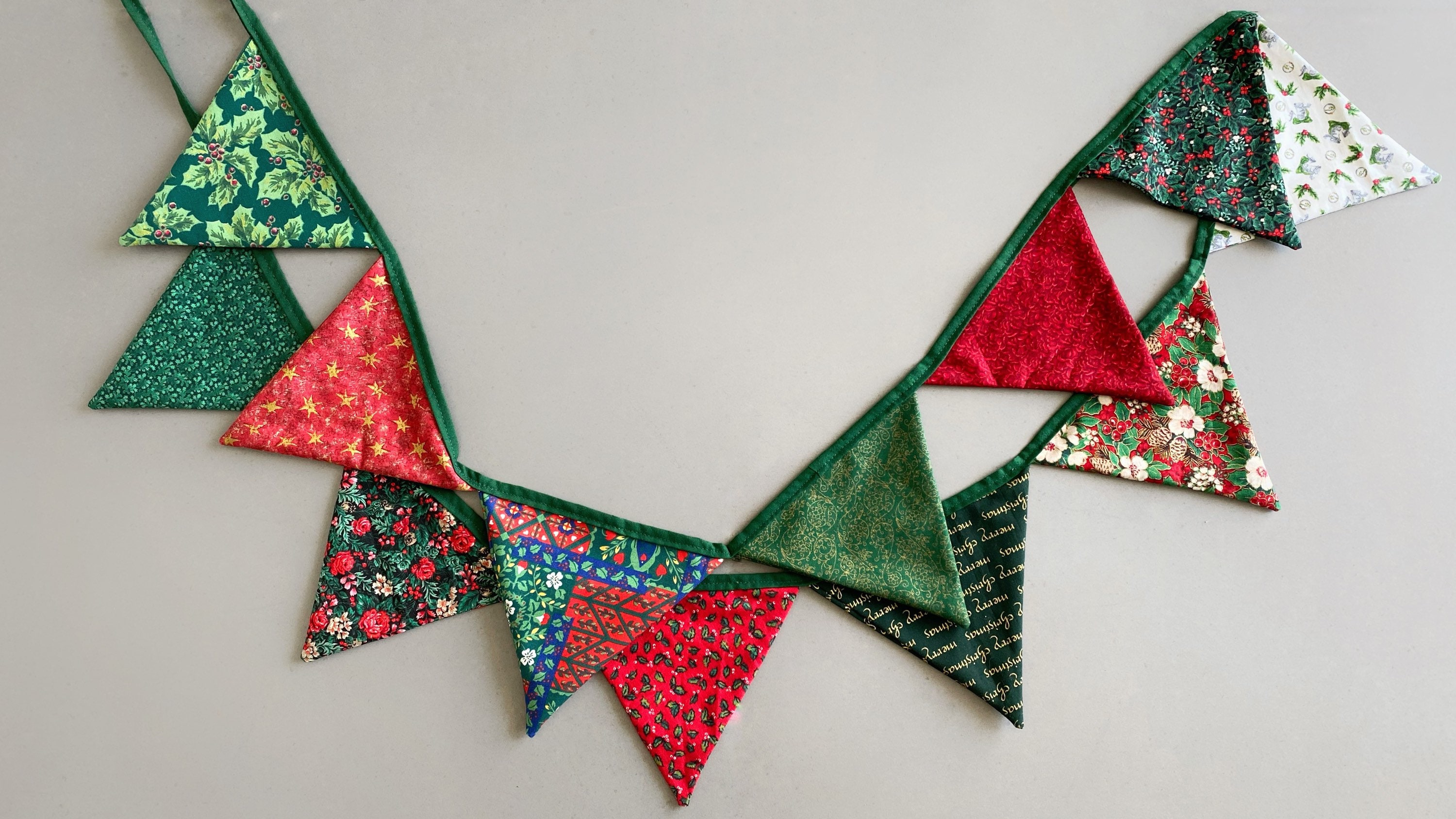Christmas Fabric Bunting Decoration Festive Etsy