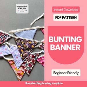 Sewing pattern PDF rounded flag bunting garland | Download | How to make bunting | DIY Party Decoration | Template bunting | Guide