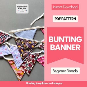 Sewing pattern PDF flag bunting garland | Download | How to make bunting | DIY Party Decoration | Template bunting | Guide