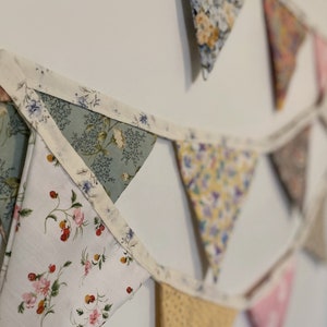 Fabric bunting handmade cotton decoration girls bedroom party interior event