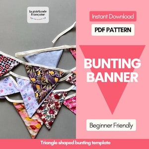 Sewing pattern PDF triangle flag bunting garland | Download | How to make bunting | DIY Party Decoration | Template bunting | Guide