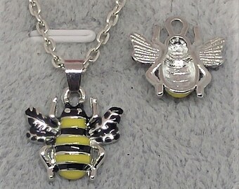Bumble, Honey BEE, Yellow and Black Charm, Pendant with .925 Necklace - R508