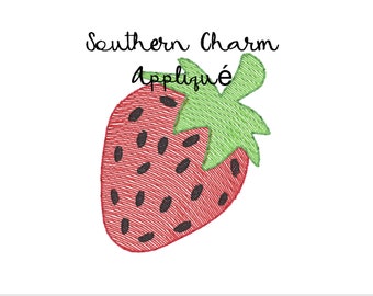 Single 2 inch Strawberry Sketch Stitch Embroidery  Design