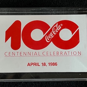 Vintage 1986 Acrylic Paperweight,  100th Centennial Celebration of the Coca-Cola Company--Logo on One Side, New England Bottling Co on Rear