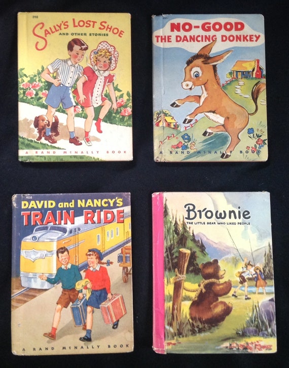 4 Vintage 1940s Rand Mcnally Picture Books -- Sally's Lost