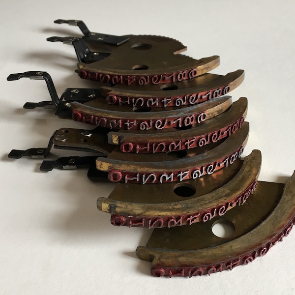 Vintage Brass Steampunk Parts -- Set of Printing Wheels from a Turn-of-the-20th-Century Cash Register