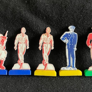 Vintage 1950s Plastic Flat Military Action Heroes from a Playset, Perhaps a Board Game