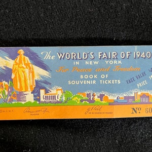 Vintage 1940 World&#39;s Fair Ticket Booklet, All Stubs Except One 25-CentTicket Remaining for Morris Gest&#39;s Midget Town